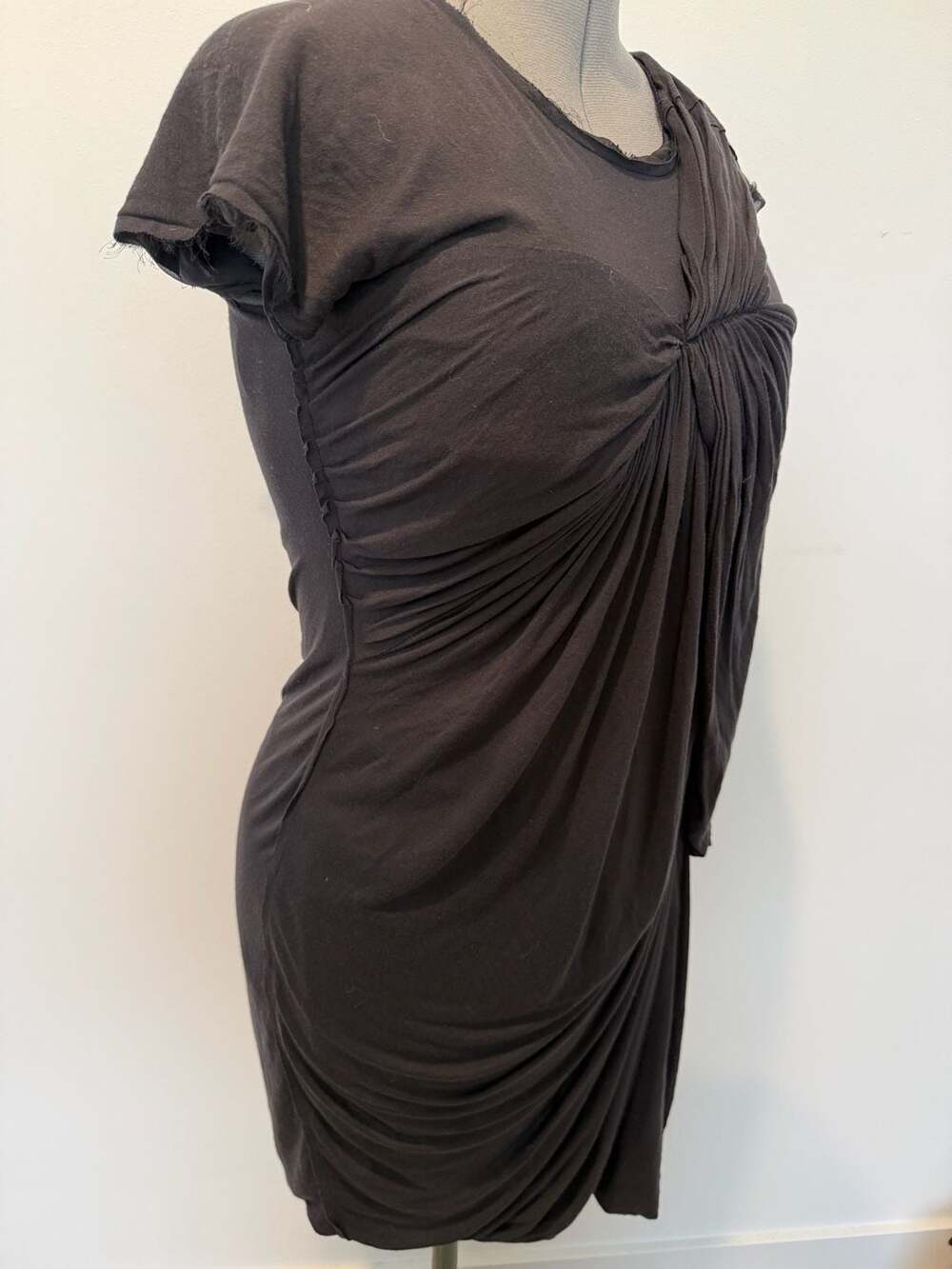 Lanvin Black Draped Twisted Front Silk Blend Dress Size S - Picture 2 of 9